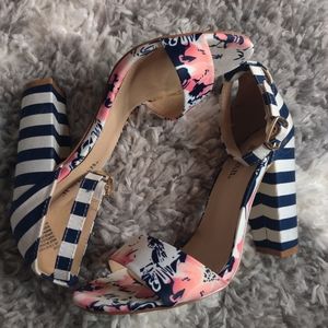 3/$32 Floral & Striped Heeled Sandals